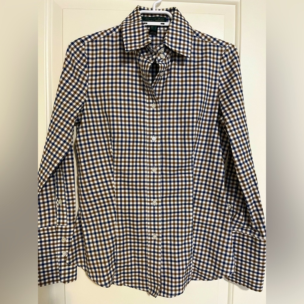MANGO COLLECTION plaid shirt with French cuffs size M